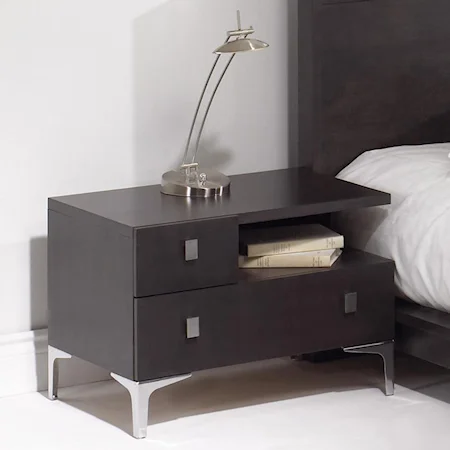 Contemporary 2 Drawer Nightstand